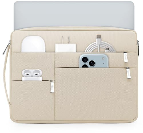 HYZUO 14-15 Tum Laptopväska Fodral för MacBook Air 15 M5 A3448 M4 M3 M2 2026-2023, MacBook Pro 15, 15 Surface Laptop, XPS 14/15 Plus, Laptopfodral för 14 HP Dell Lenovo ThinkPad Asus Acer, Sand