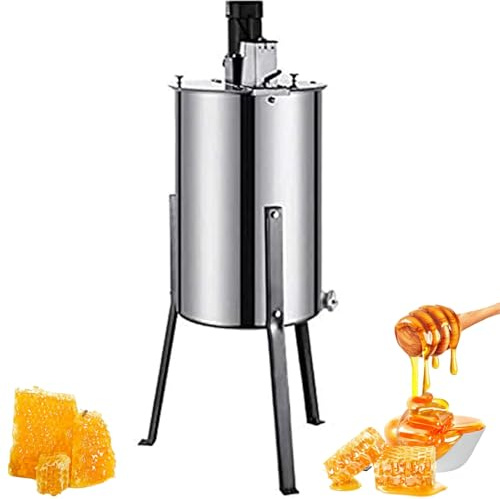 Electric Honey Extractor 3 Frame Stainless Steel, 130W Honey Spinner with Lid, Efficient Beekeeping Centrifuge for Honeycomb Extraction
