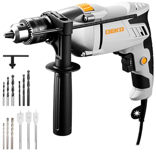 950W Corded Hammer Drill: DEKOPRO 48,000BPM,Rotary Hammer Drill with 13mm Keyed Metal Chuck, 360°Adjustable Handle,15pcs Accessories, Variable Speed for Concrete, Masonry, Wood and Soft Metals