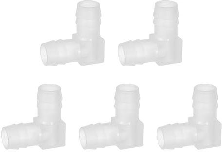 sourcing map 5 piezas de manguera, codo de 90 grados, conector en L, manguera de plástico de 9/16 pulgadas de diámetro exterior, adaptador de junta reparadora para tubo de línea de combustible líquido