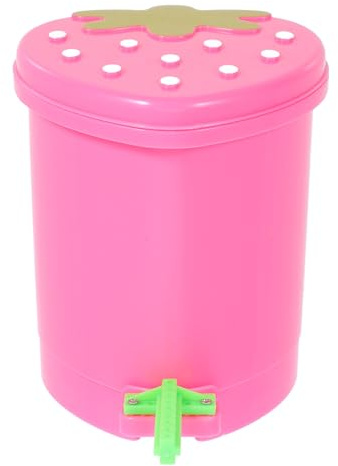 FONDOTIN Papelera Kawaii de Escritorio en Forma de Fresa Rosa Mini Cubo de Basura ABS Compacto y Portátil para Hogar Oficina y Decoración de Habitación Lindo Bote de Basura para