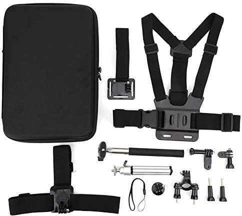Ensemble d'outils pour caméra d'action Portable 7 en 1, kit d'accessoires Universel avec Support de Ceinture pectorale, Perche à Selfie, Support de poignée de vélo, pour Le Ski,