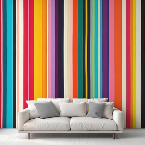 Generisch Tapete Regenbogen streifen Fototapete Streifen Bunt Tapeten Wohnzimmer Vliestapete, Wallpaper, Tapete Schlafzimmer Wandtapete, Mustertapete, Wand Deko 300 x 210 cm 32&I