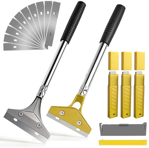Tapetborttagnings-set, 2 stycken tapetskrapor med 30 ersättningsblad och 3 skyddande fodral, 4 tum tapetskrapa med gummihandtag, för väggfärg, för att ta bort lim för golvplattor och etiketter
