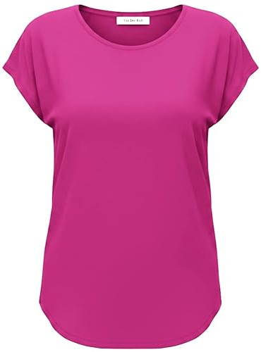 Van Der Rich ® - T-Shirt Elasticizzata Girocollo a Maniche Corte con Fondo Arrotondato - Donna
