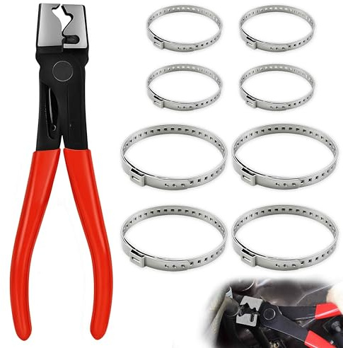 HATOVI 9-teiliges Mehrzweck Schlauchklemmen Zangen Set mit CV Boot Klemmen, verstellbar für Clic- & Clic-R-Schelle, Edelstahl, für PKW & Nutzfahrzeuge