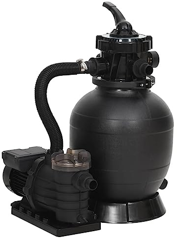 Ziaphsol Filtro de arena para piscina con prefiltro negro para piscina de superficie, bomba de arena de 400 W con 30 cm de diámetro de filtro, flujo de 7 m³/h para recirculación y cuidado del agua