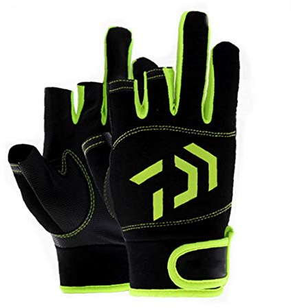 1 Par De Guantes De La Pesca Sin Dedos Expuesto Antideslizante De 3 Cortes En Los Dedos Al Aire Libre Impermeable Y Transpirable Antideslizante Caza Verde Negro