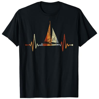 Skipper Wassersport Geschenk Segelschiff Herzschlag Segeln T-Shirt