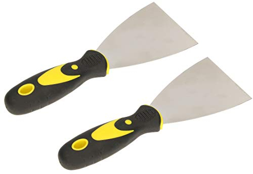 KOTARBAU® 2 x Espátulas para pintor, Espátulas de acero inoxidable 80 mm, Espátulas con mango de goma, Espatúla masilla, yeso, Espátula universal, 2 uds