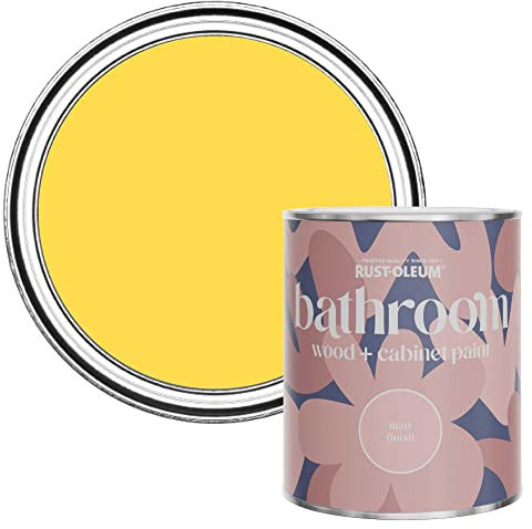 Rust-Oleum Yellow Moisture Resistant Bathroom Wood and Cabinet Paint in Matt Finish - LEMON SORBET 750ML