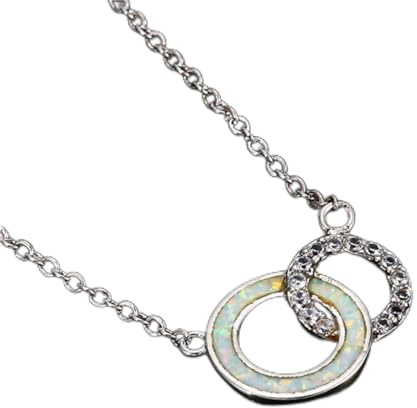 HPIP Nette Weibliche Kleine Runde Hängende Halskette Silber-Farben-Ketten-halsketten-Weinlese-weiße Blaue Opal-halsketten Für Frauen