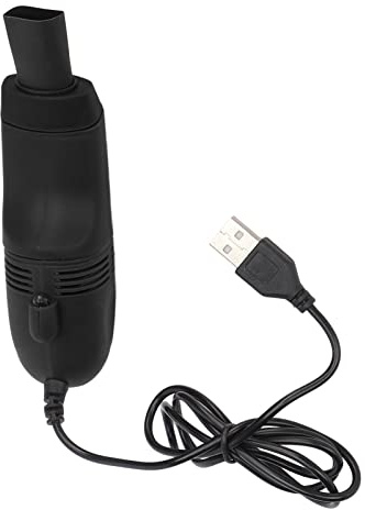 Mini Limpiador de Teclado, Aspiradora de Polvo de Mini Teclado de Cabeza Plana con Extensión de Corriente Estable USB para Pelo de Mascotas (Negro)
