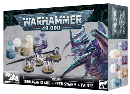 Games Workshop - Warhammer 40.000 - Tyranid: Termangants und Ripper Swarm + Farben Set