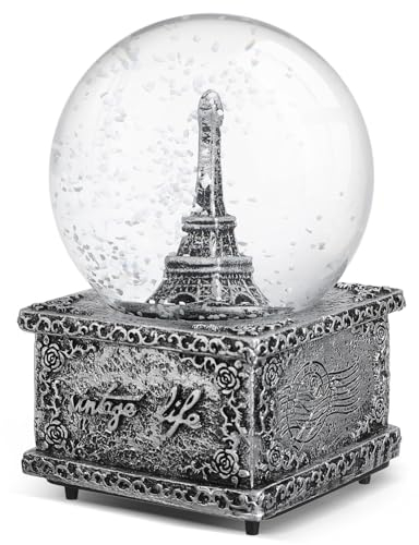Luxshiny Vintage Kristallkugel Mit Schneeflocken Und Spieluhr Nostalgische Tischdeko Für Hochzeit Und Weihnachten Beleuchtet Ohne Batterien Elegantes Ornament Für Zuhause Und Büro