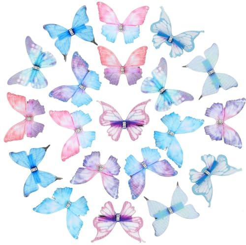 Schmetterling Haarspange 20 Stück Schmetterling Haarspangen Kleine Haarspangen Damen 3D Schmetterlinge mit Clip Schmetterlinge Haarschmuck für Damen Mädchen Kinder (B)