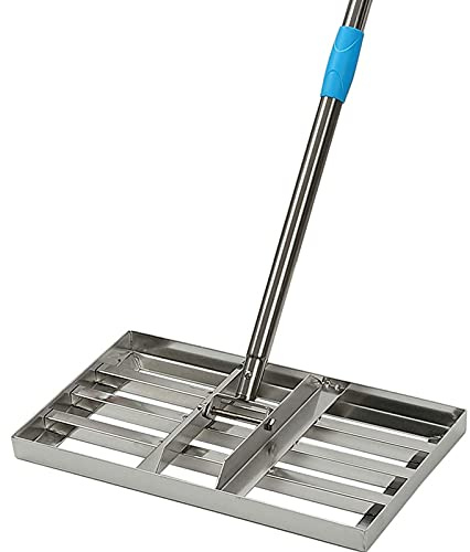 Garten-Rasen-Nivellierrechen, Edelstahl-Nivellierwerkzeug, längenverstellbarer Sand-Kies-Rasen-Nivelliergerät für die Nivellierung von Golf-Rasen im Innenhof