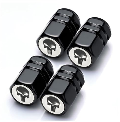 Misuyue Bouchon Valve Pneu Voiture, 4 Pieces Bouchon de Valve Voiture en Aluminium, Bouchon Valve Velo avec Joint D'étanchéité pour Voitures, Camions, Motos, SUV (Noir)