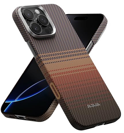 PITAKA Magnetic Case for iPhone 16 Pro Max Lightweight and Slim Aramid Fibre Protective Case with Premium Texture and Precise Cuts [MagEZ Case 5-Tactile Woven] Sunset