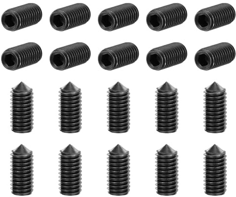 sourcing map Gewindestifte M5 x 12 mm, Karbonstahl, Kegelspitze, Innensechskant, Madenschrauben für Maschinen, Reparaturen zu Hause und Befestigungen, Schwarz, 40 Stück