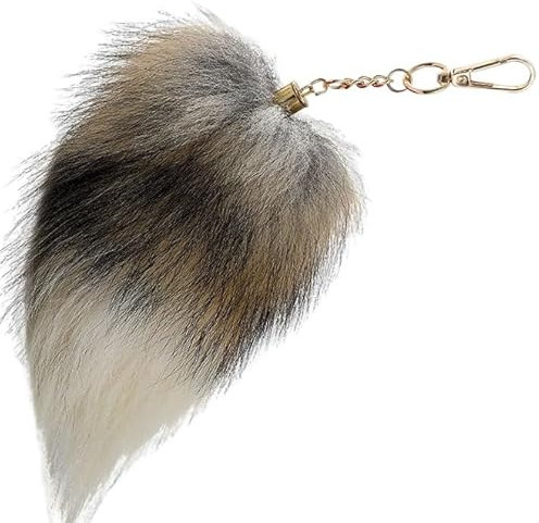 Asudaro Tierschwanz Anhänger - Fuchsschwanz Anhänger - 12cm Weiches Fuchsschwanz Anhänger Schlüsselring Tasche Zusatz Taschenschwanz-Schlüsselanhänger Kunstpelz-Schwanz-Anhänger für Handtasche