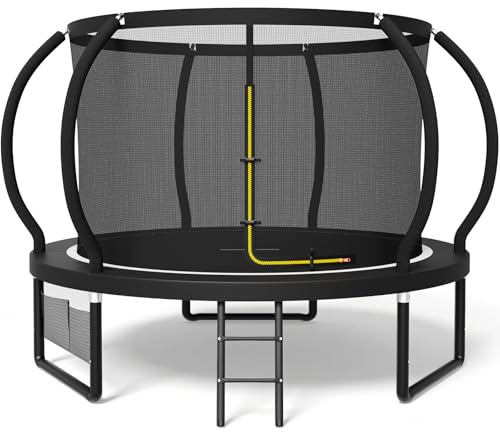Devoko Trampoline Extérieur Ø 228/305/366/427 cm, Certifié GS, pour Enfants, avec Filet de Sécurité, Couverture de Protection, Design Citrouille, Capacité de Charge 150 kg (Bleu, 234 cm / 7.5 FT)