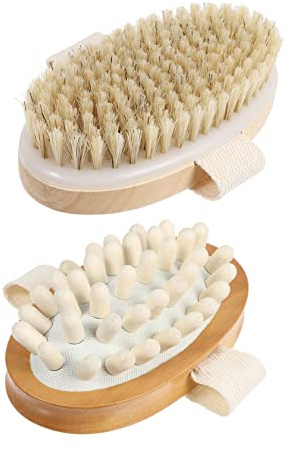 CLISPEED 2 piezas Cepillo Corporal Exfoliante de Madera para Masaje para Cuidado Seco y Húmedo Estimula la Circulación Sanguínea