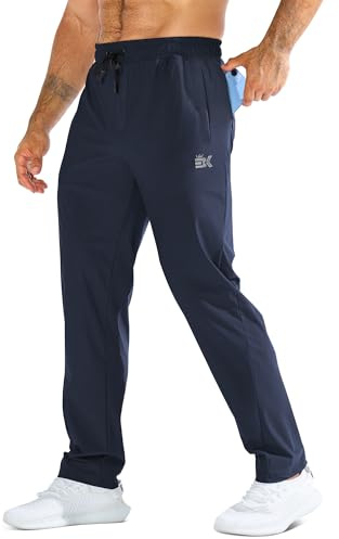 ZENWILL LightArmor Pantalones Deportivos Running Hombre Jogger Gimnasio Cremallera Bolsillo Elasticos Pantalon Chandal Largo(Azul Marino,XL)