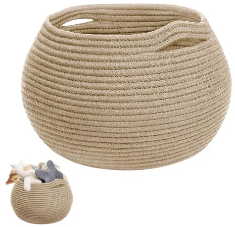 Aufbewahrungskorb, Körbe Aufbewahrung, Korb Faltbare Vielseitiger Aufbewahrungskorb Für Baby Spielzeugaufbewahrung, Wäsche, Handtuch, Toilettenpapier Aufbewahrung, Korb Rund, Schwarz (Khaki)