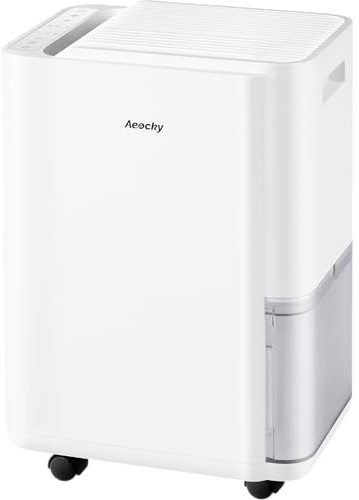 AEOCKY 25L/d Dehumidifier for Home, Applicable to 200m³ (50m²), Smart Compressor Dehumidifier with Drain Hose, for Bedroom, Bathroom, Basement