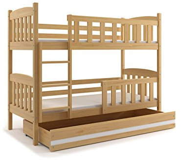 Etagenbett Kubus 190 x 80 Rahmen Kiefer/Weiß