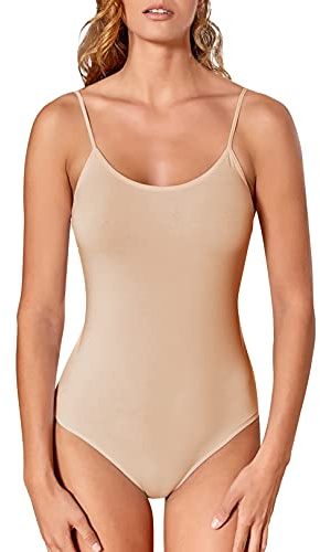 VEDATS Damen Body Spaghettiträger Top Unterhemd Bodysuit