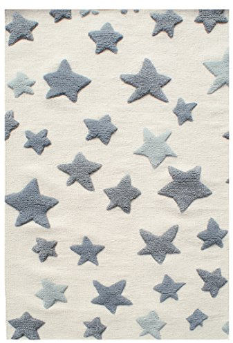 LIVONE Kinderteppich aus Wolle Happy Rugs Seastar Natur/grau 100 x 160 cm inklusive Anti-Rutschunterlage