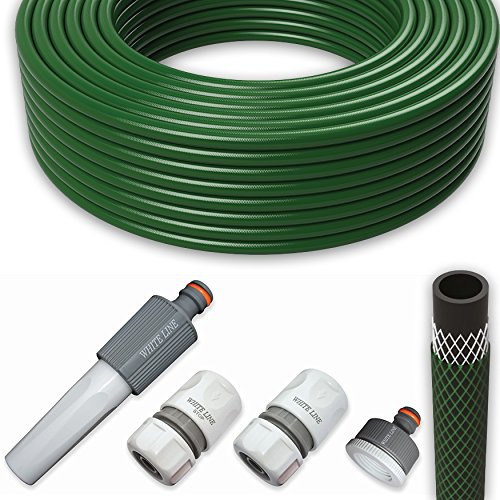 All4You Gartenschlauch Wasserschlauch Schlauch Set 1/2 Zoll 50m mit Armaturen Grün