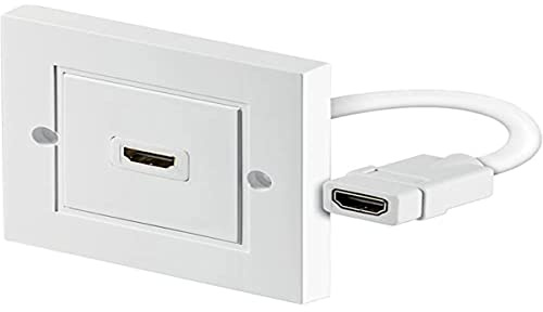 PremiumCord Prise Murale HDMI, HDMI Femelle vers HDMI Femelle, Longueur du câble 17 cm, connecteurs plaqués Or, Blanc