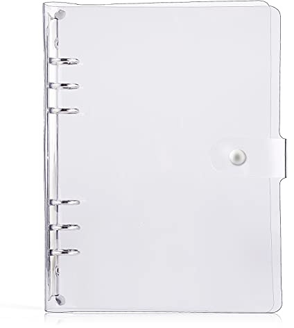 Langing, Klare Notizbuch-Hülle, aus weichem PVC, A5, 6 Abheftlöcher, nachfüllbar, Notebook-Schutz, Ringbuch A7