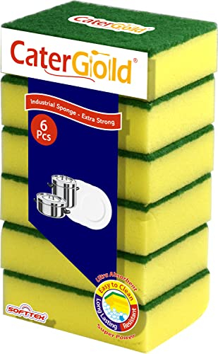 Catergold Large Heavy Duty Cleaning Absorbant Foam Sponge Scourers 6PK