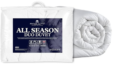 Mason La Vie Luxury All Seasons Duo Duvet - 4.5 and 7.5 Tog Lightweight and Medium Weight Double Duvet Set, Anti Allergy Duvet Quilt for Summer, Spring, Autumn - Double