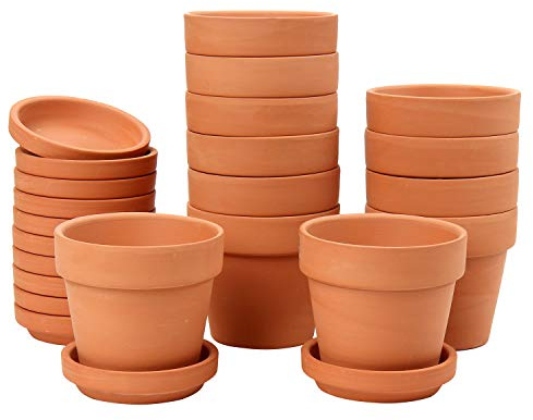 Briful 12 Stück Mini Terrakotta Topf 7.9 x 7.4 cm Blumentöpfe Tontöpfe mit Untersetzer und Abflussloch Sukkulenten Töpfe Kräutertopf ideal für Pflanzen Basteln Hochzeitsgeschenk