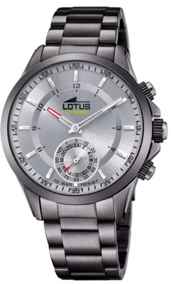 Lotus Uhr Smart Herren Hybrid Connected aus Edelstahl 316l | Grau, Analog, Wasserdicht 10 ATM 18807/1, Musiksteuerung, Schrittzähler, Anrufbenachrichtigung und -ablehnung