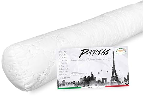 tex family Cojín Parigi Cilíndrico – Rollo Viscoelástico, Funda de Microfibra Melocotón, Soporte Ergonómico Cervical y Lumbar, Lavable, Cm. 180