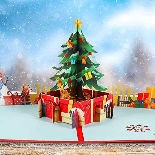 Pop-Up Karte Weihnachtsbaum - 3D Weihnachtskarte mit Tannenbaum für Kinder, Frauen und Männer
