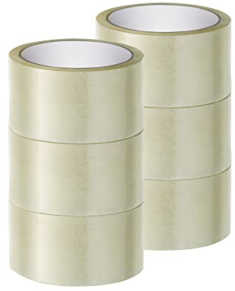 RC ocio Cinta para Embalar Precinto Transparente 48mm x 126 m Pack 6 Rollos Unidades Cinta de Embalaje extra Fuerte Cintas adhesivas de uso Profesional