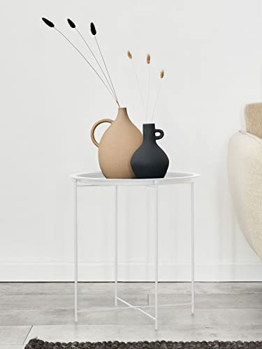 Voglrieder Tavolino alto diámetro 47P x 47l x 51H scelta Alberta Tavolo da giardino, balcone, tavolo rotondo in metallo piccolo (bianco)