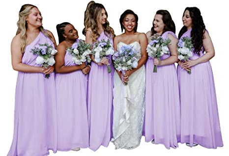 HPPEE Vestidos de dama de honor de una línea de un hombro formal vestido de fiesta de noche para mujer, Lila, 36