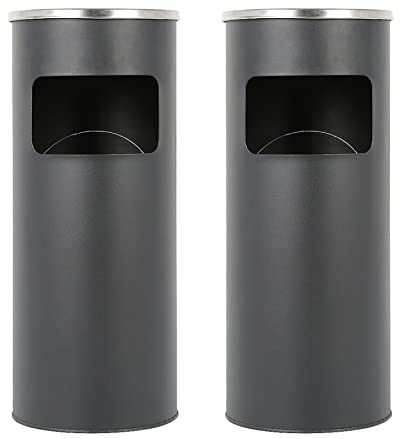 30L Standaschenbecher Aschenbecher mit Mülleimer inkl. Inneneimer | Standaschenbecher für draußen Mülleimer mit Aschenbecher Abfalleimer mit Inneneimer (2, Schwarz)