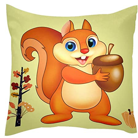 TBOUOBT Samt-Kissenbezüge, dekorativer quadratischer Kissenbezug für Sofa, Schlafzimmer, Auto,cartoon Tier Tier tannenzapfen