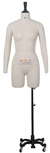 Vollständig feststeckbare Mannequin-Kleiderform für Frauen mit Armen, Frauen-Halbkörper-Schneiderin-Dummy-Puppe für T-Shirt-Kleidungsanzeige/Unterrichtspraxis (Color : White, Size : Xs-155/78A)