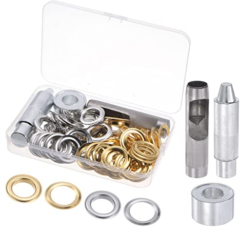 CoCud Ojal Juego herramientas, 20mm 3/4, Cobre con 3 Setter Herramientas y Almacenamiento Caja Metal Ojales Ojales Kit 2 Colores - (Aplicaciones: Zapatos Ropa Cuero DIY), Juego 50