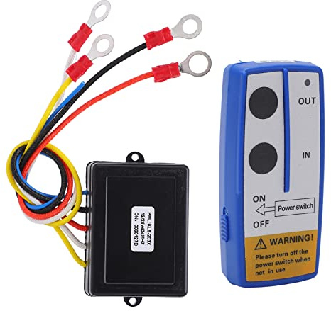 Controller Interruttore Manuale Funzionamento Semplice Kit Telecomando Verricello Wireless Anti-jamming 12V 24V con Indicatore Luminoso per Camion ATV SUV (Blu)